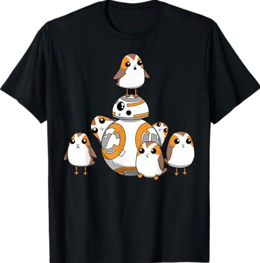 Porgs Having Fun With BB-8 Portrait T-Shirt M