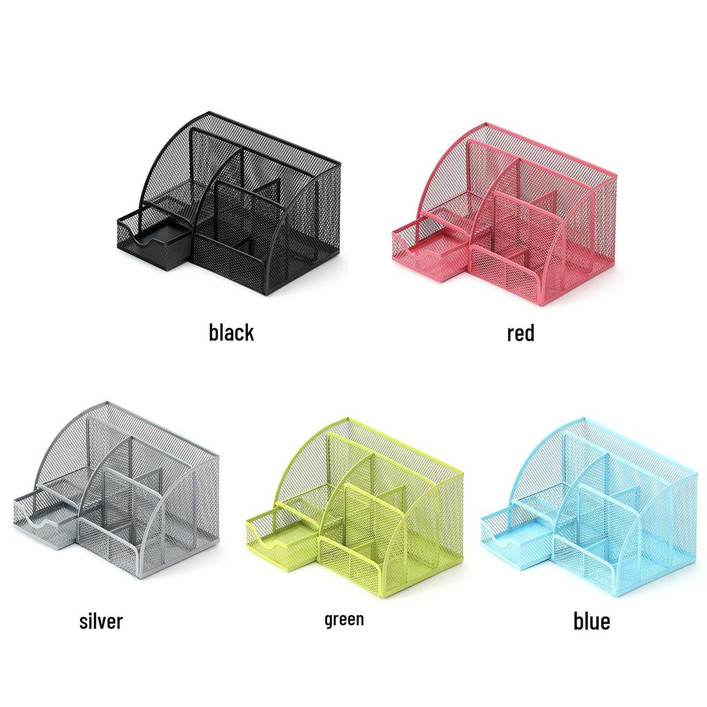 Multifunctional Creative Metal Pen Holder - Desktop Storage Box for Office Supplies