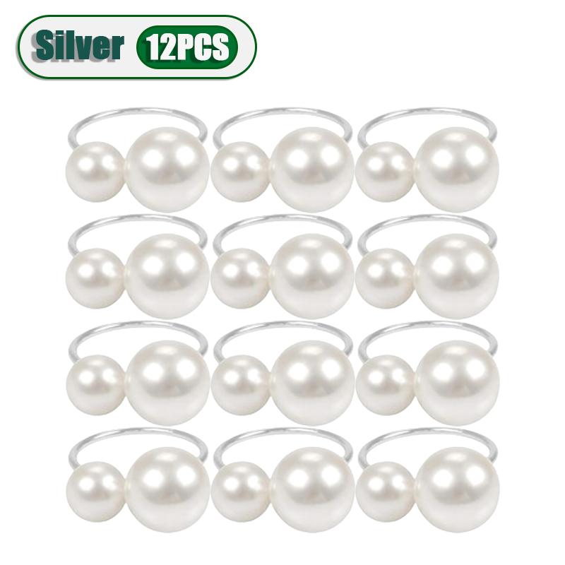 1-120PCS Pearl Napkin Rings Metal Napkin Holder Wedding Party Banquet Supplies Holiday Christmas Dinner Table Decoration Favors
