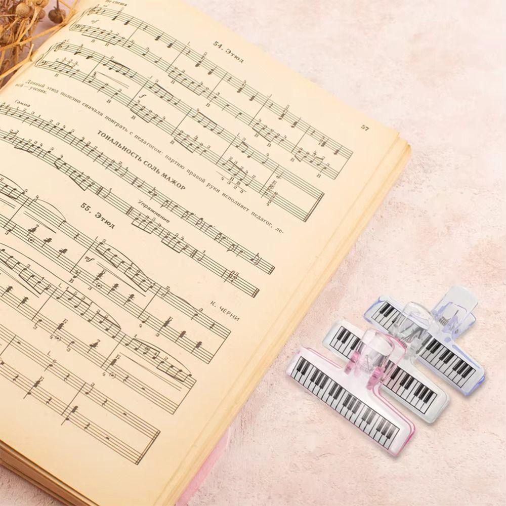 5Pcs Transparent Acrylic Acrylic Music Stand Piano Pattern Score Holder Sheet Music Clip Office Use