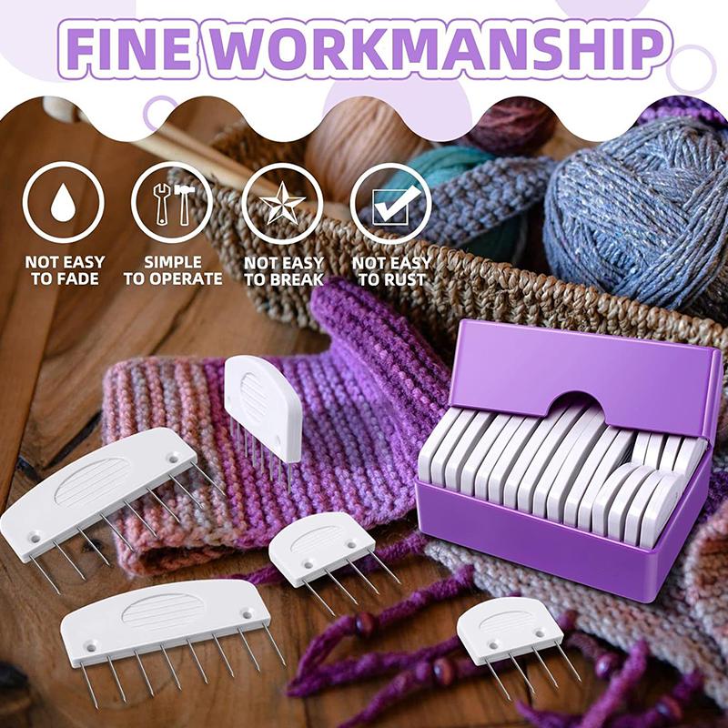 Knit Blockers Set 20Pcs Stainless Steel Knitting Blocking Combs And Pin With 2 Different Sizes For Diy Knit Crocheting Supplies