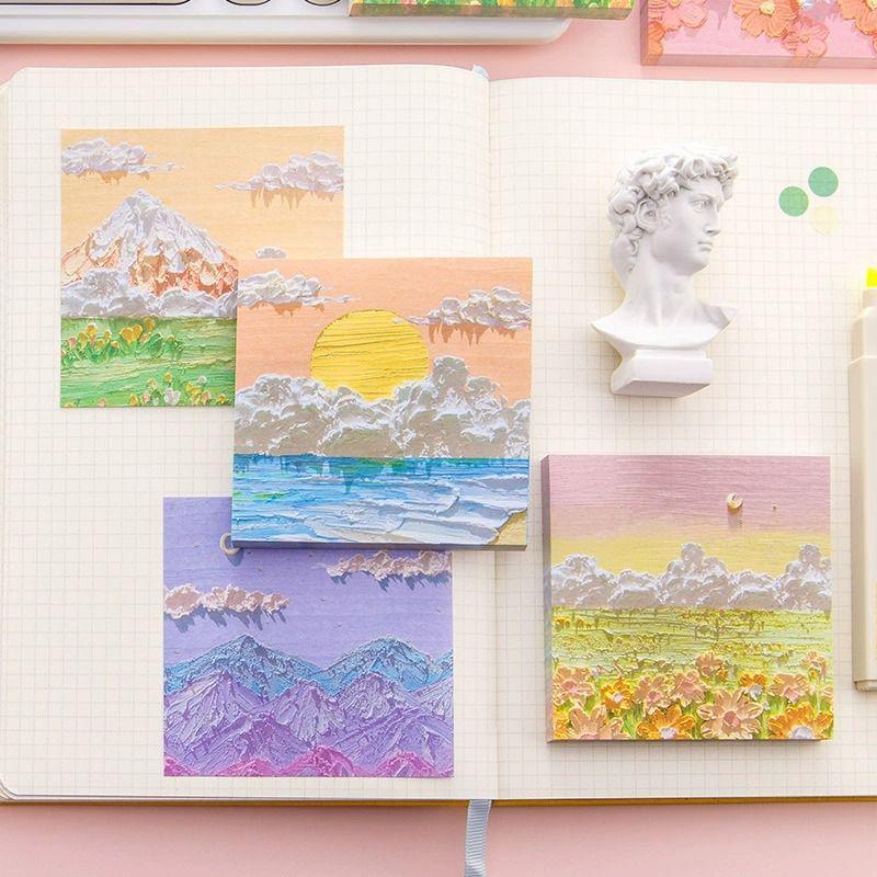 3D Oil Pastel Sticky Notes - Korean Ins Style Planner Notepads
