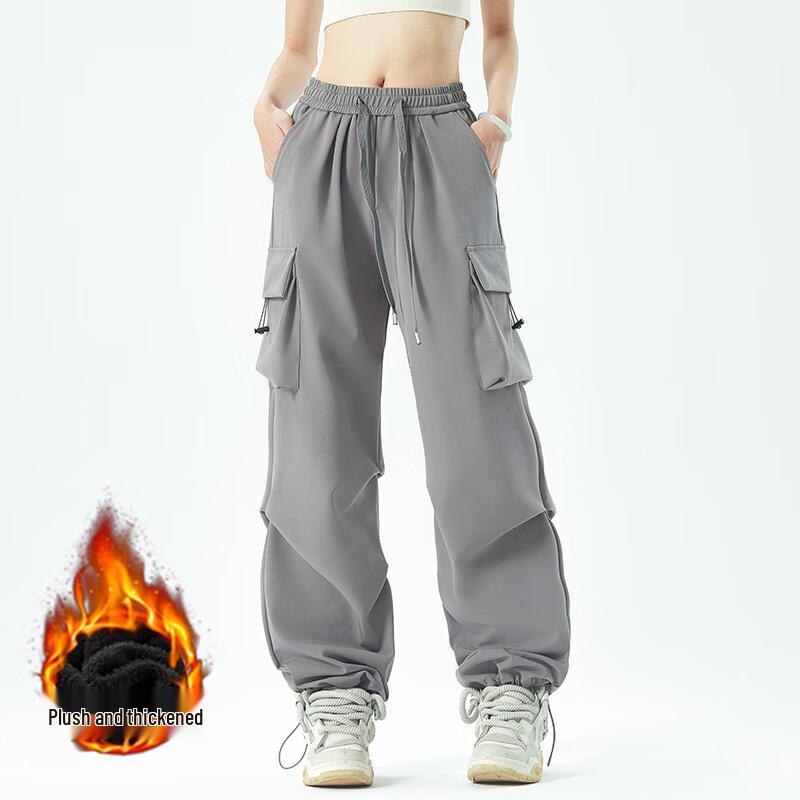 JOHLIN DREAM Unisex Outdoor Fleece-Lined Loose Cargo Pants JXYL2506 5XL