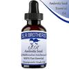 S.R Brothers Ambrettezaad (Muskusokra) Pure & Natural etherische olie van therapeutische kwaliteit, plastic verpakking met druppelaar.