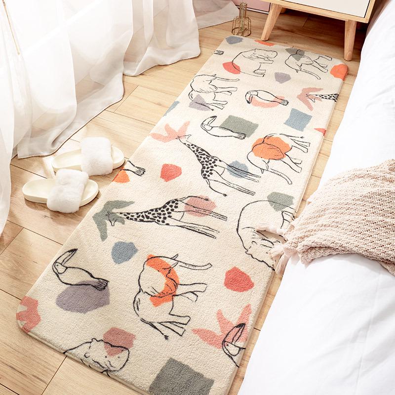 Scandinavian Ins Style Indoor Carpet Faux Cashmere Bedroom Living Room Carpet Full Laying Non-slip Sofaj Foot Mat