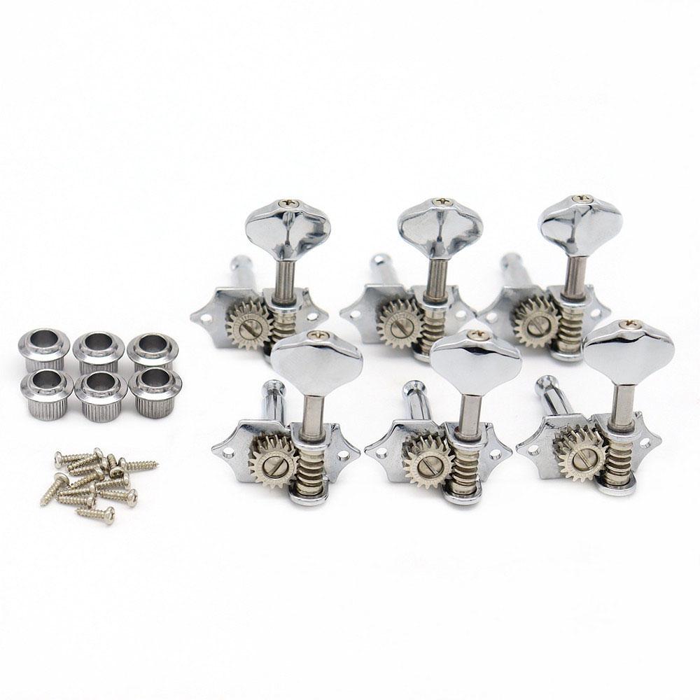 6 Leftright Vintage Guitar Machine Heads Tuners Open Style Guitar Tuning Pegs For St Lp Sq Guitar Silvergold(Type 1)