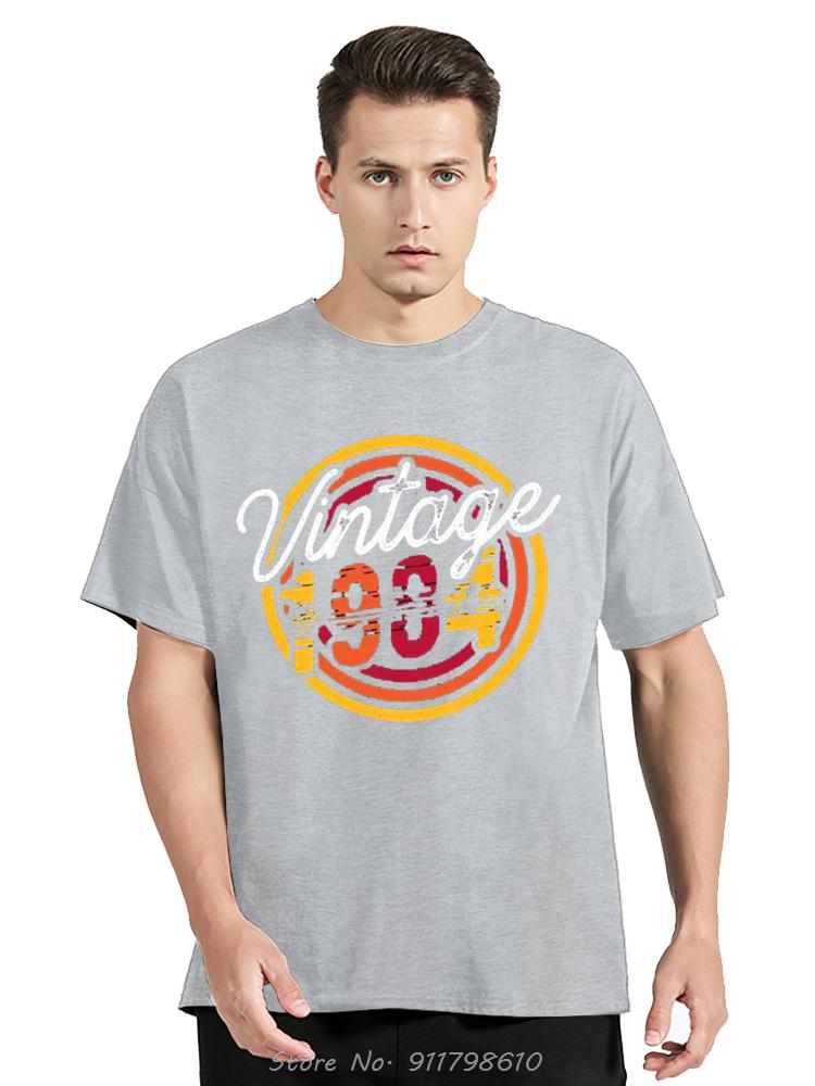 Vintage 1984 Birthday Cotton T Shirts for Oversized Short Sleeve Clothing Retro T-shirt Born in 1984 Clothes for Men Tops Tees