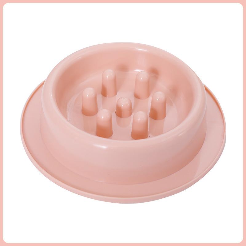 

New Pet Dog Bowl Slow Feeder Plastic Anti Choking Puppy Cat Eating Dish Bowl Anti-Gulping Food Plate розовый