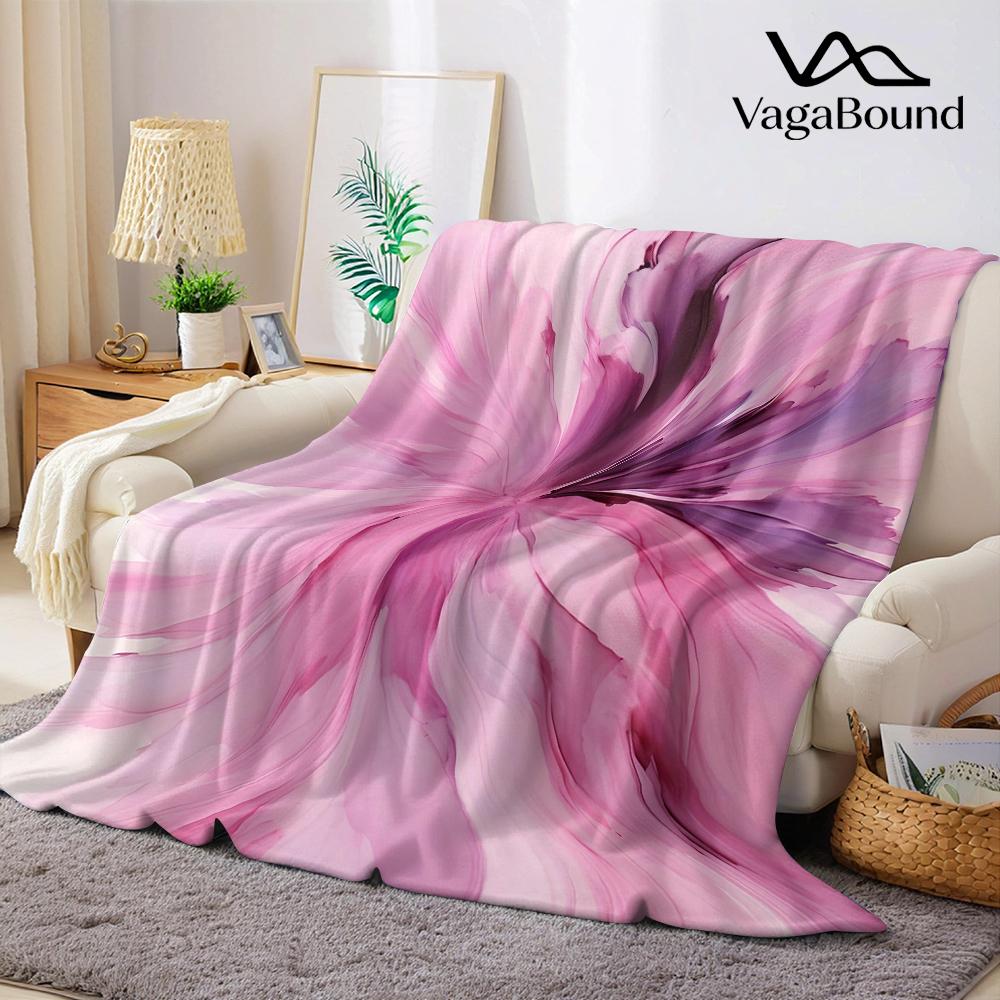 Blush Violet Bloom Flannel Blanket Warm Soft Halloween Christmas Couch Warm Cozy Decorative Decor Gift for All Season