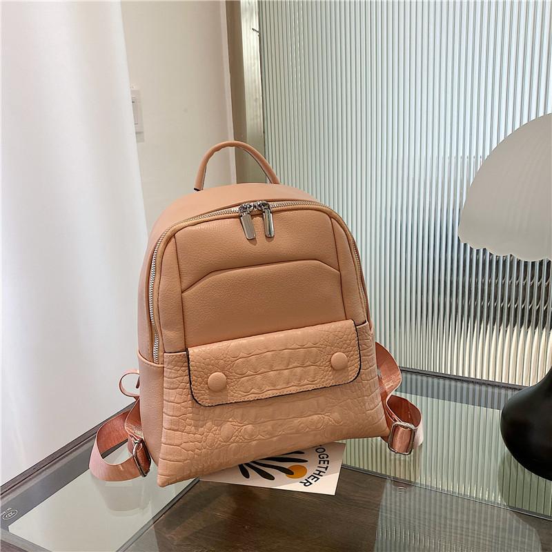 Ladies' Shoulder Bag, Double-shoulder Women's Bag, Casual and Fashionable Crocodile-patterned Backpack