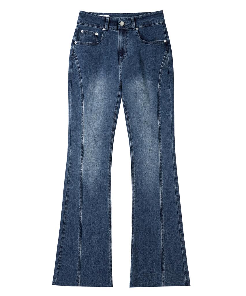 Awodeijeu Slash Line Bootcut Denim Pants [Light Blue]