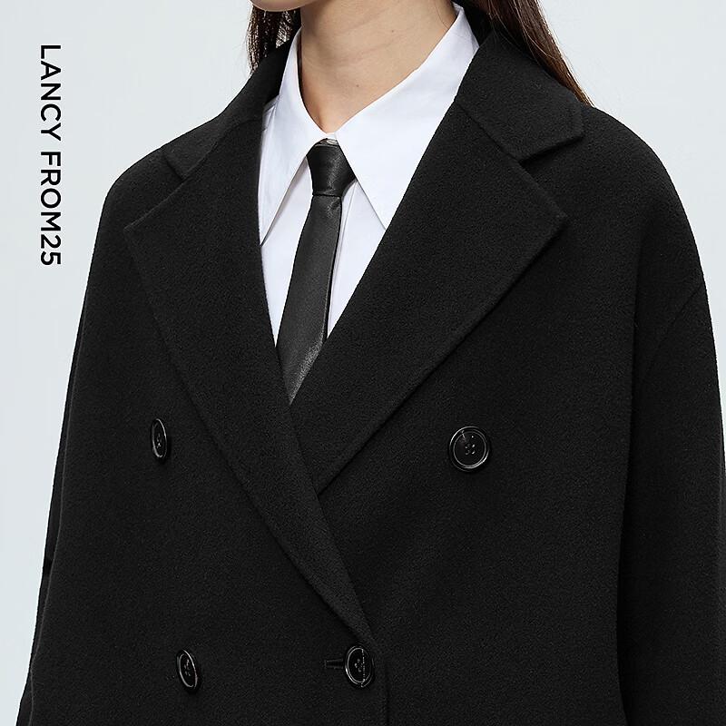 LANCY Women's Wool Blend Double-faced Lapel Coat