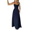 2026 New European and American Style Strappy Waist-Cinching Long Dress, elegant and elegant solid color A-line skirt for women