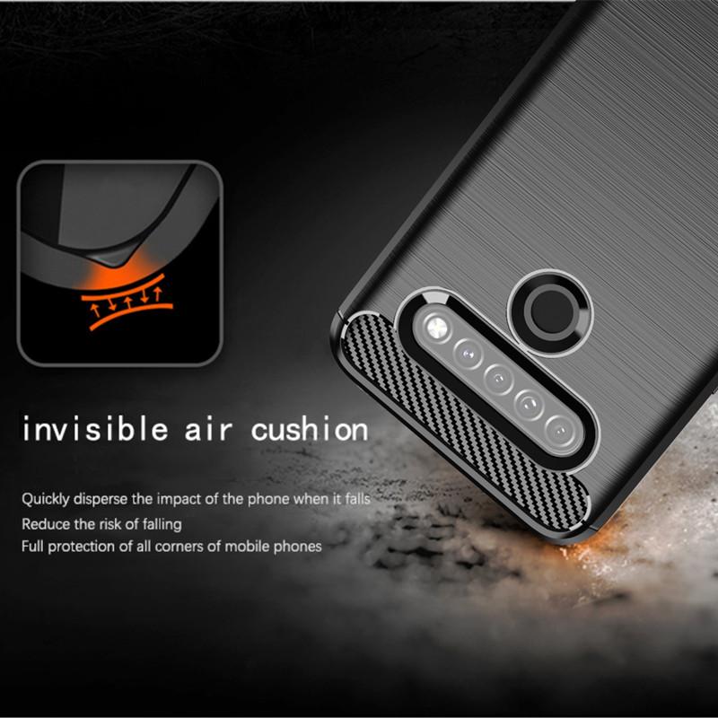 Shockproof Fitted Silicone Cases for LG K61 Fashion Carbon Fiber Case for lg q61 Matte Soft TPU Back Cover Fundas