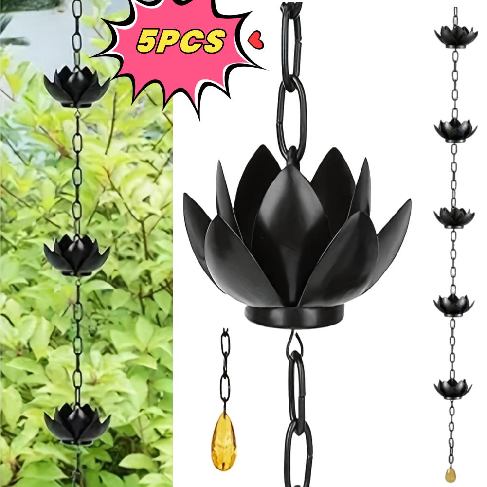 1-5PCS Lotus Rain Catcher Chain Decorative Adjustable Rain Chain Gutter Roof Rainwater Catcher Drainage Downspout Tool For Outdo