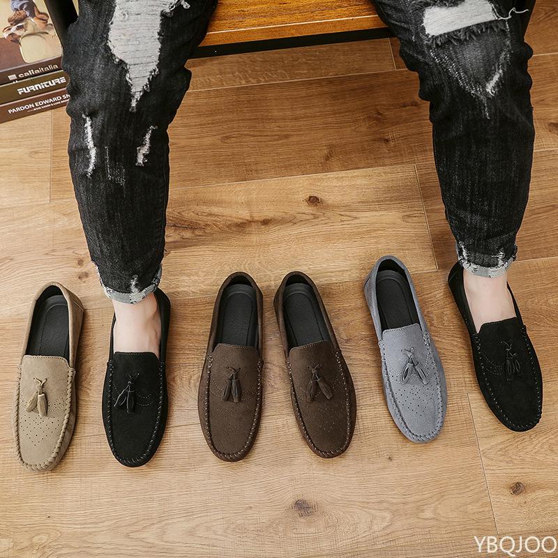 Men's Casual leather Shoes Soft soled driving lazy Loafers Versatile trendy flats Fashion lightweight Male shoes Zapatos ladies