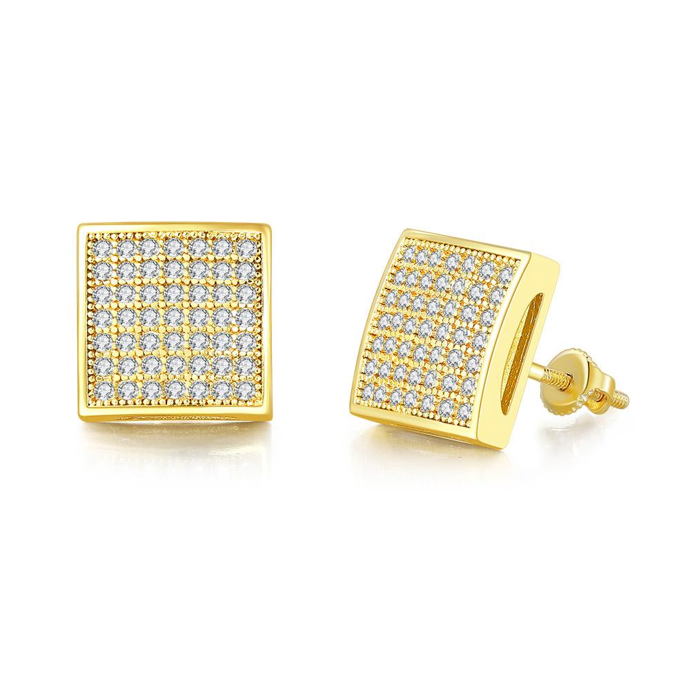 Stud Earrings with Zircon for Men Gold Color Punk Hip Hop Piercing Cartilage Earring Retro Trend  Fashion Women's Jewelry OHE047