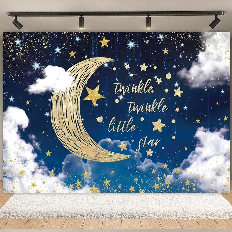 Colorful Sky Rainbow Cloud Castle Backdrop Gold Glitter Star Baby Shower Kids Girls Children's Birthday Party Backgrounds Decor