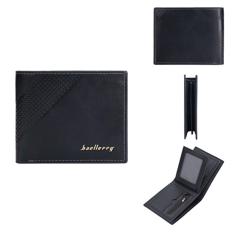 

Baellerry Men s Tri-Fold Business Wallet with Multi-Card Slots & Zipper Coin Pocket чёрный