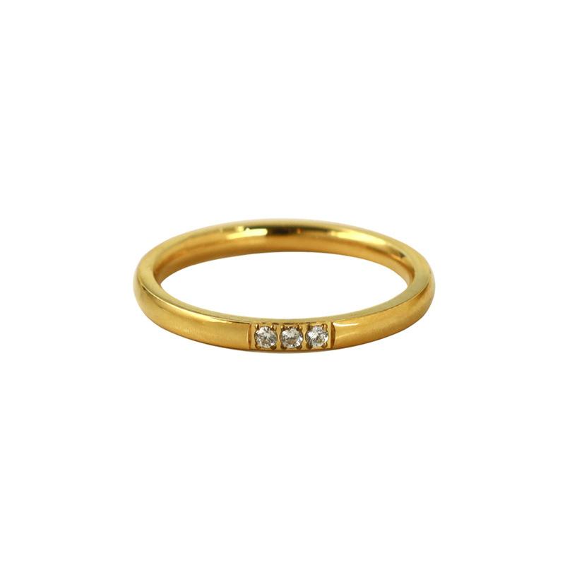 Simple Design Micro Diamond Index Finger Ring Personality 316 Trendy Titanium Steel Gold-Plated Jewelry For Girls Does Not Fade