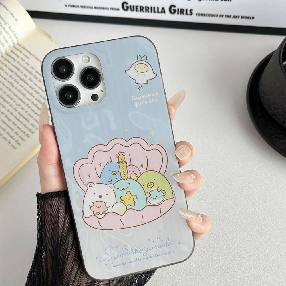 Cartoon S-sumikko Gurashi For IPhone 17 16 15 11 12 13 14 Pro Max Plus Pro Corrugated Translucent Back Phone Cover
