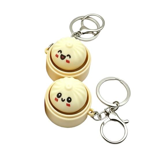 1/2Pcs Keychain Pendant, Silicone Stress Relief Toy with Bright Light, Cartoon Steamer Design Portable Vent Toy for Kids Adults