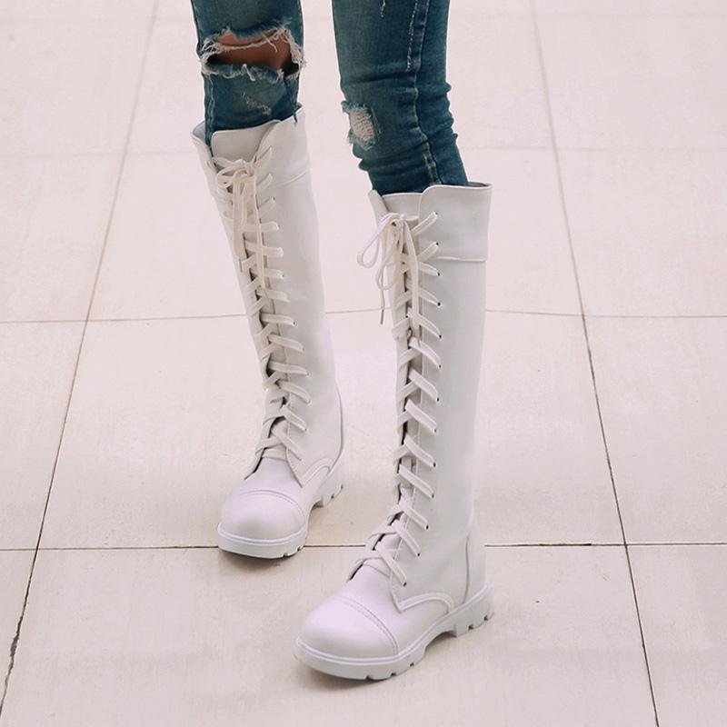 Women's Low-heeled Medium Boots Autumn and Winter New Solid Color Large-size Thick-heeled Roman Casual Boots