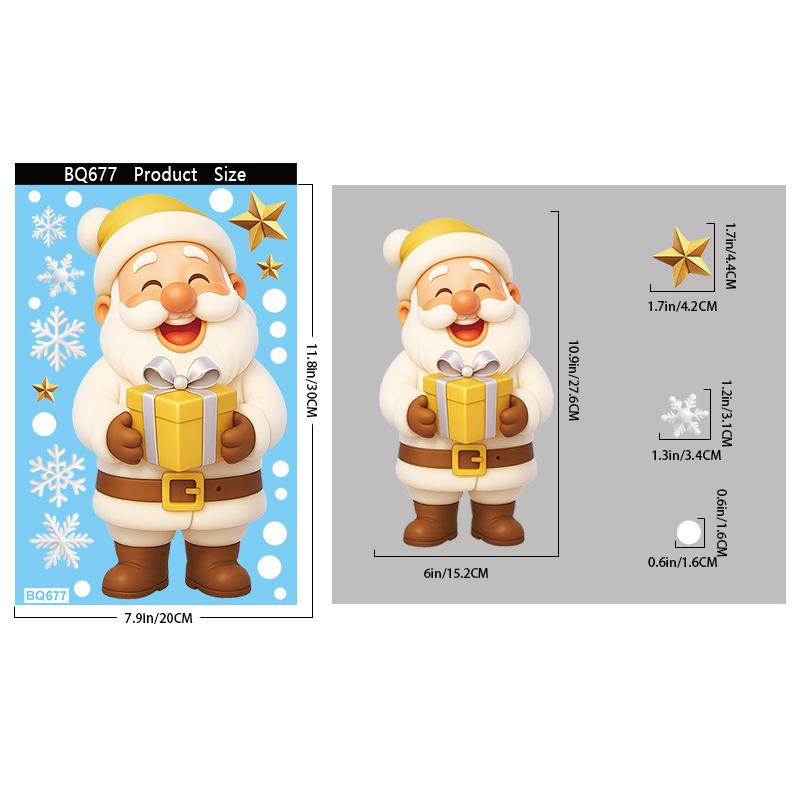 Christmas Snowflake Elk Snowman Glass Sticker Noel Ornaments Xmas Wall Stickers Merry Christma Decor Happy New Year Sticker
