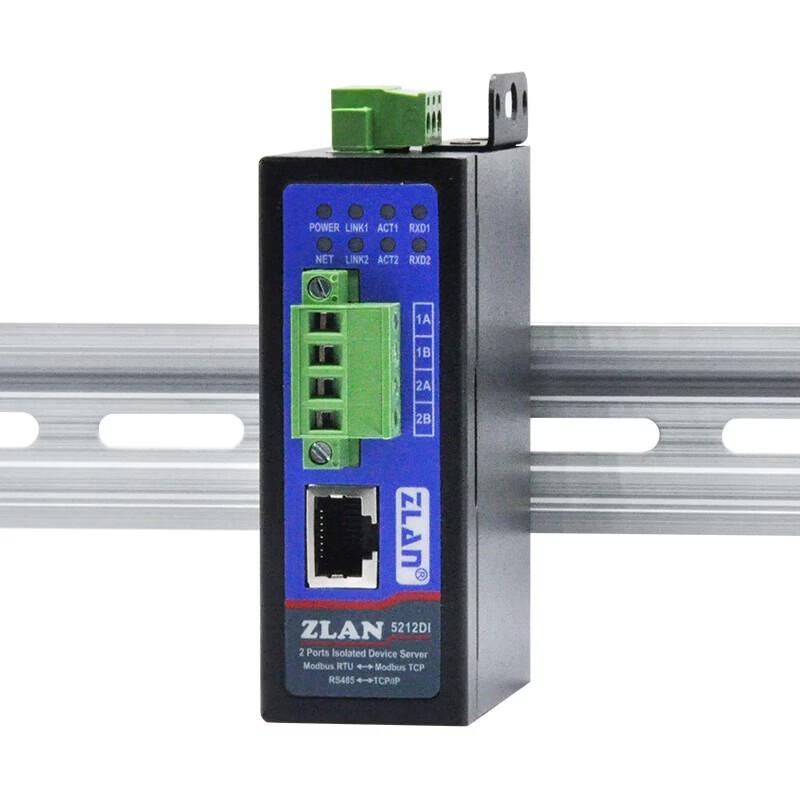 ZLAN Isolated Dual RS485 To Ethernet Gateway, DIN Rail Mount