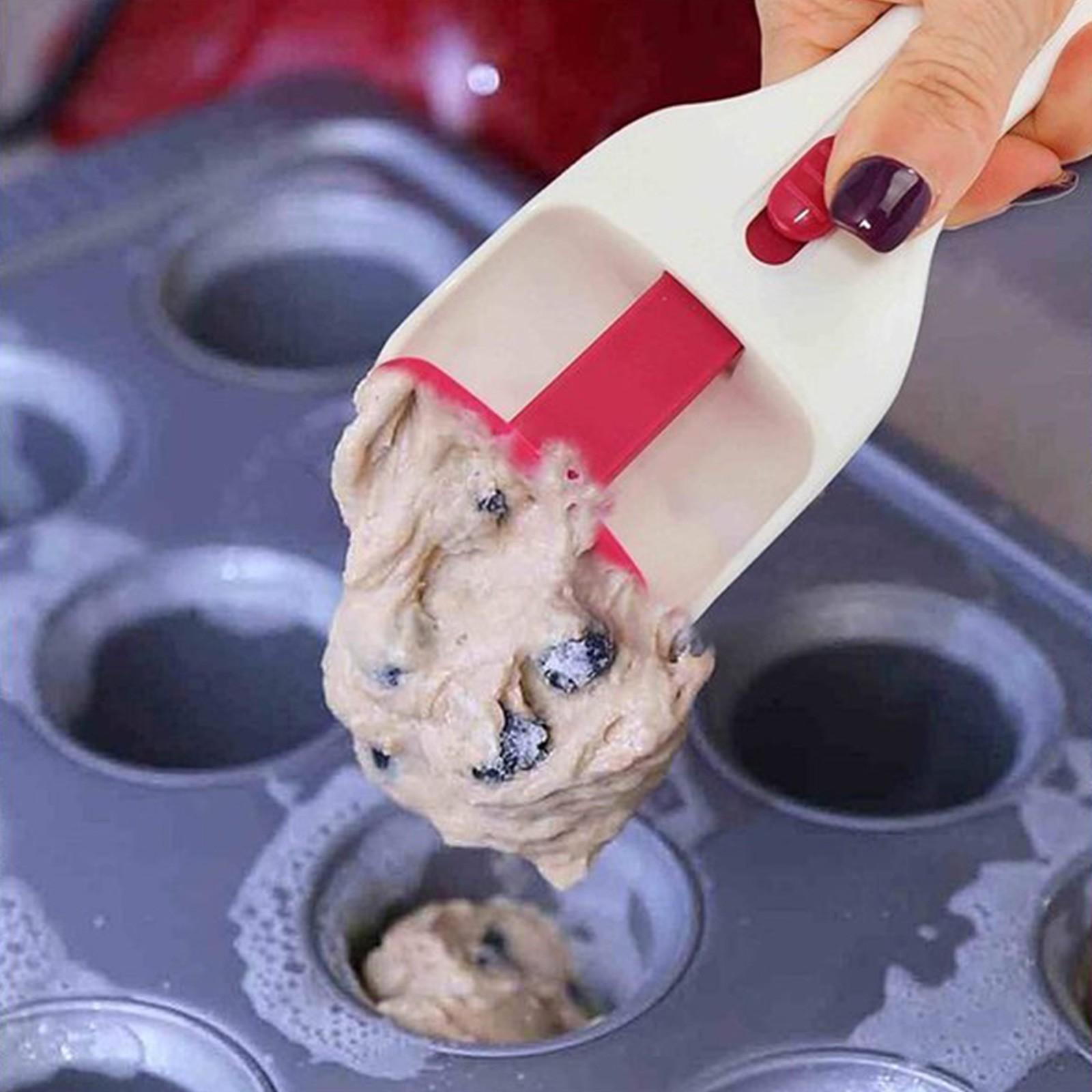 

Cupcake Shovel Cupcake Spoon Silicone Pushable Cake Shovel Baking Cake Liquid Chocolate Paste Measuring Spoon білий