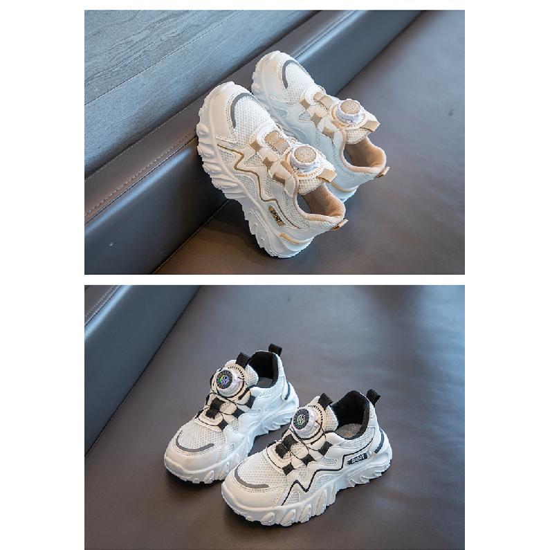 Dziecięce buty sportowe Wiosna i Jesień Nowe Chłopięce buty sportowe Siateczkowe Oddychające Duże Dzieci Obrotowy Przycisk Dziewczęce Modne