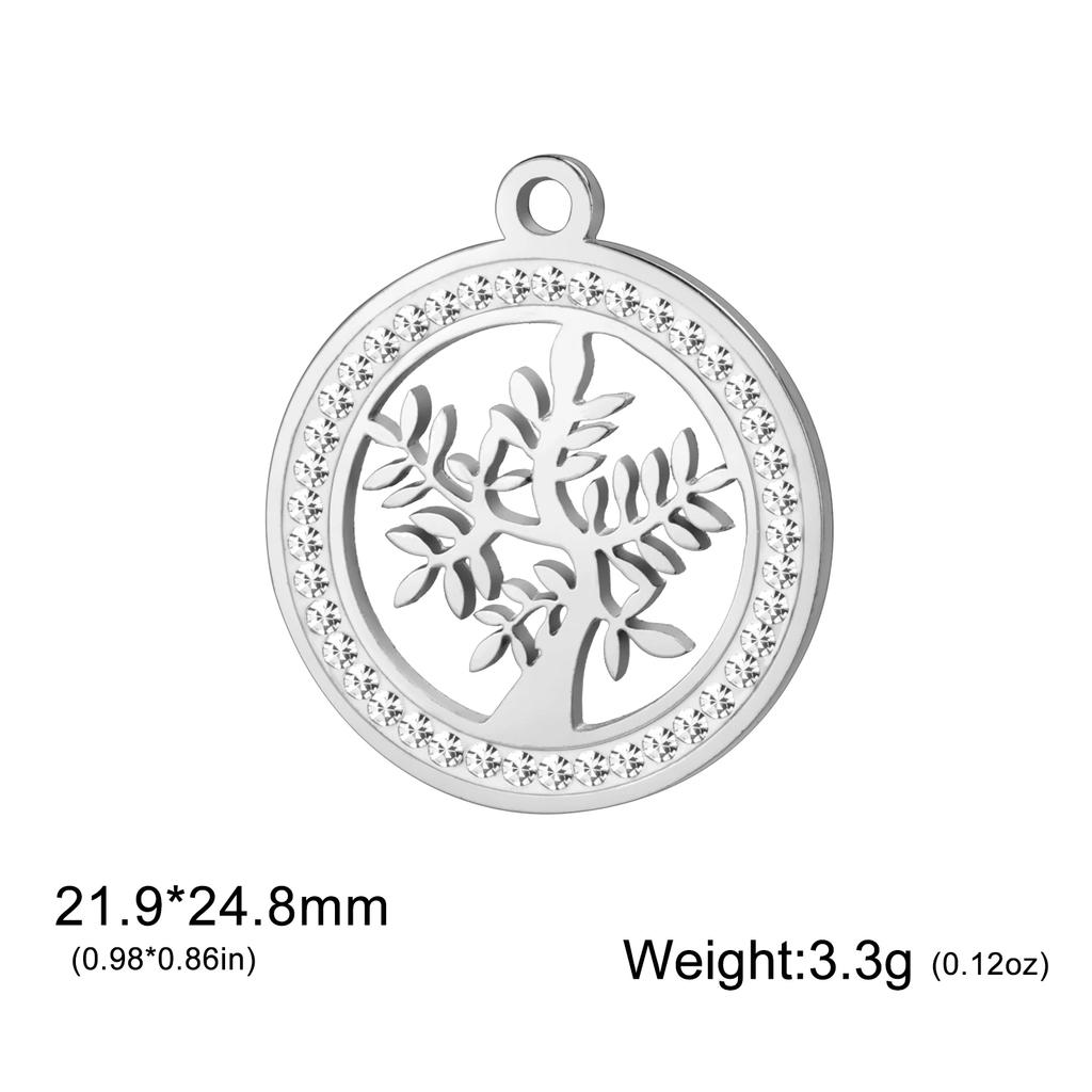 Xiaomi 3pcs/lot Amulet Tree of Life Round Clear Zircon Pendant Stainless Steel Gold Color Charms for Necklace Earring Jewelry Making