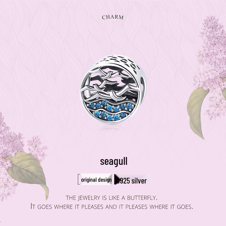 DIY Jewelry Accessories: Beaded S925 Sterling Silver Seagull Bracelet Beads SCC1454