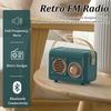 Retro FM Radio Portable FM Receiver Vintage Bluetooth Speaker Subwoofer TF/USB/Headphones Player Rechargeable Radios for Gift