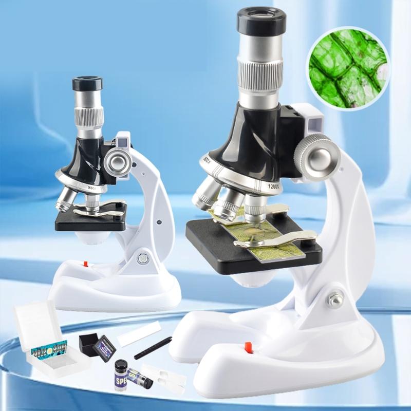 100/600/1200X LED Labormikroskop Heimschule Wissenschaftliches Lernspielzeug Geschenk Verfeinert für Kinder Kind Biologisches Mikroskop