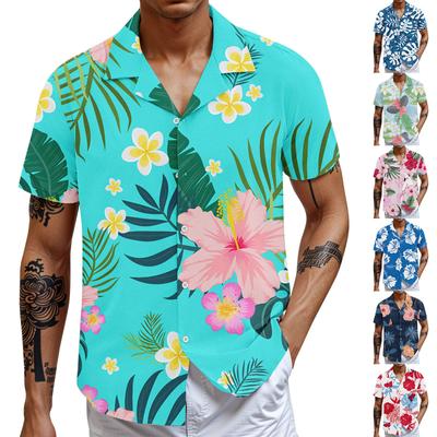 Men'S Casual Loose Short Sleeved Shirt Fashion Printed Shirt Top