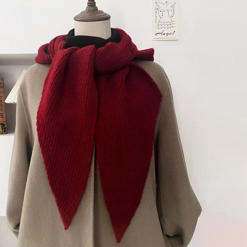 Autumn Winter Warm Hat And Scarf In One Korean Style Plain Casual Knitted Hat