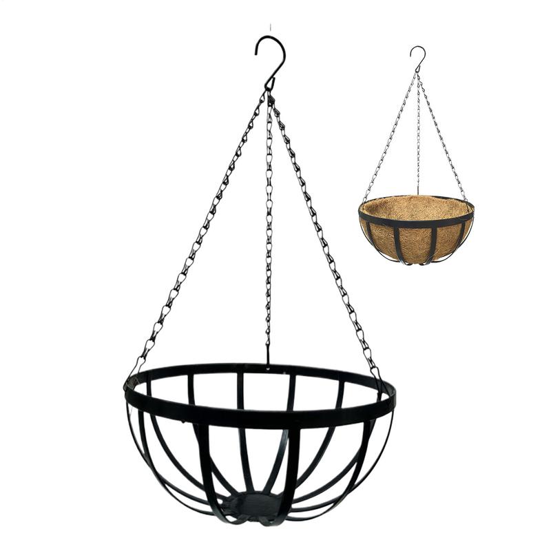 Round Wire Plant Holder Metal Hanging Basket Coconut Liner Lining Plants Flower Garden Pot for Home Balcony Decoration