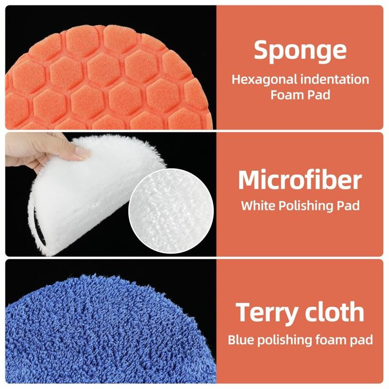 Buffing Polishing Pads 6 Inch - 7pcs 150mm Face for 6 Inch 150mm Backing Plate, Car Compound Buffing Sponge Pads and Cutting Polishing Pad Kit