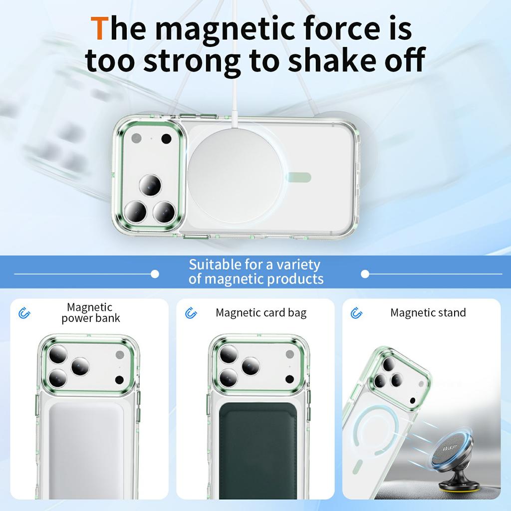 For iPhone 17 Pro Case Compatible with MagSafe TPU PC Acrylic Shockproof Clear Phone Back Cover