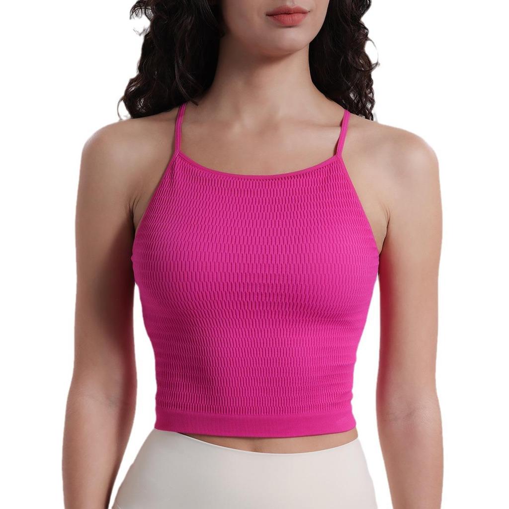 Yoga One-Piece Shockproof Camisole Sports Bra with Chest Pads & Beautiful Back Design for Women