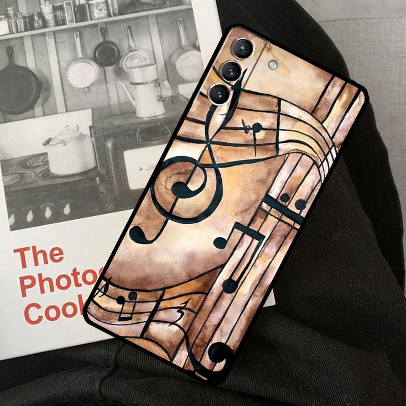 Music Note Symbol Piano Phone Case For Samsung Galaxy S22 S23 S24 Ultra S20 S21 S24 FE S9 S10 Plus Note 10 20 Ultra