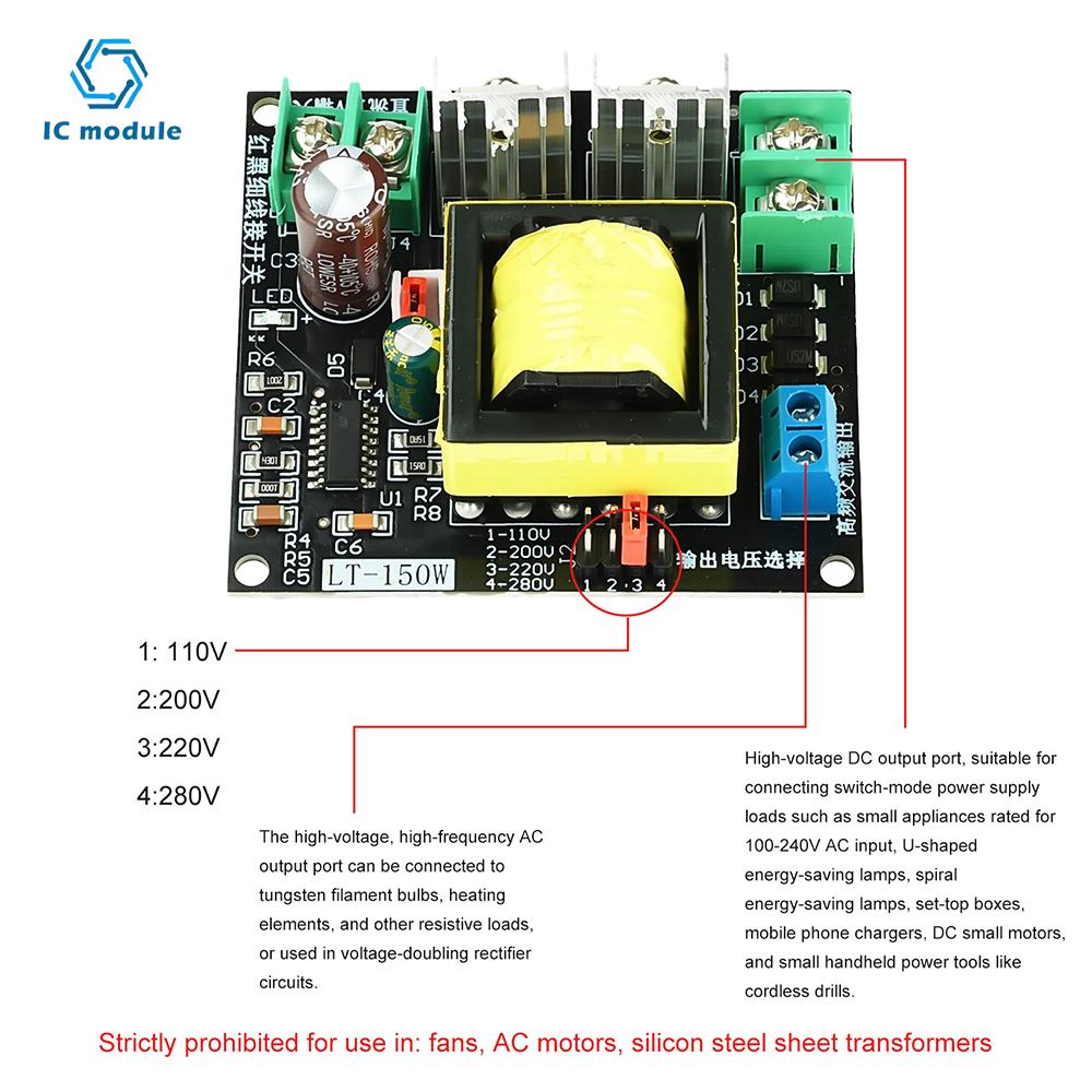 150W DC 12V/24V to 110v220V DC-AC Converter Booster module 150W Inverter Boost Converter Transformer Power