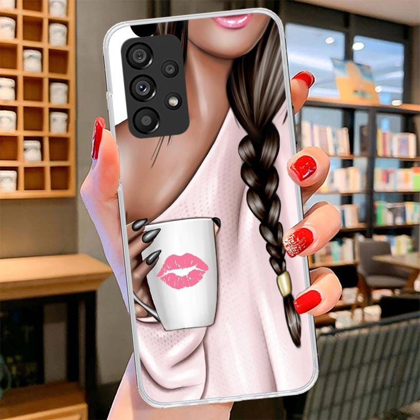Girl Boss Female Coffee Phone Case For Samsung Galaxy A17 A37 A57 A16 A26 A36 A56 A15 A25 A35 A55 A14 A24 A34 A54 A13 A23 A33 A5