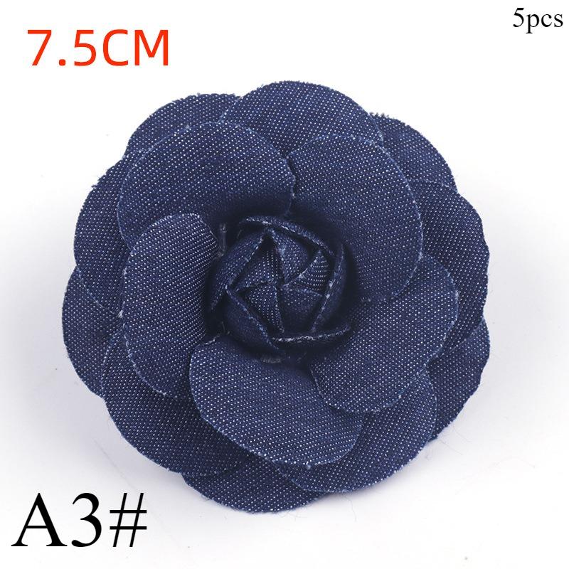 5Pcs Tecido Denim Flores Artificiais Roupas Chapéus Vestido Decoração Artesanal Cocar Decoração Artesanal DIY Acessórios Para Cabelo Suprimentos