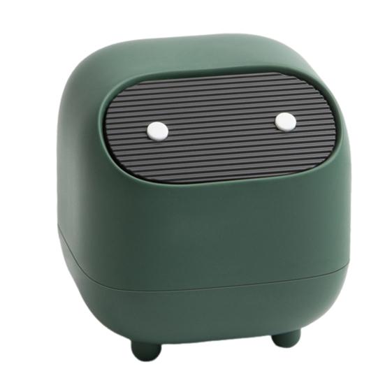 Desktop Trash Can with Folding Cover Press-Type Opening Mechanism Compact Size Cartoon Shape Trash Bin