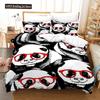 3D Panda Duvet Cover Set King Size Cute Panda Bamboo Bedding Set Black White Bear Polyester Quilt Cover For Boy Kid For Bedroom