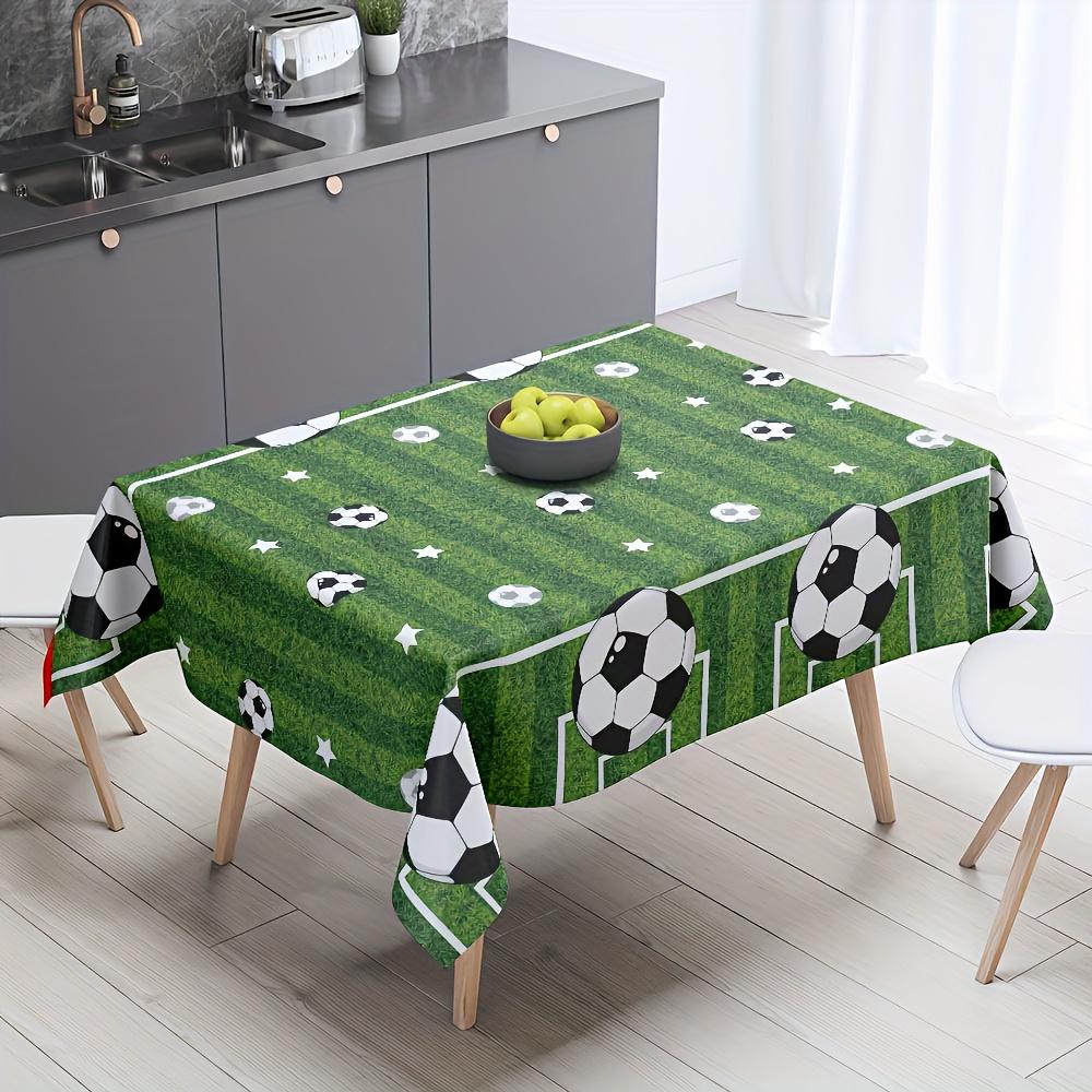 Voetbal Sport Spel Dag Rechthoekige Tafelkleed voor Tafel Decoratie Voetbal Sterren Groene Strepen Keuken Eetkamer Tafelkleed Feest Decoratie 140x180cm