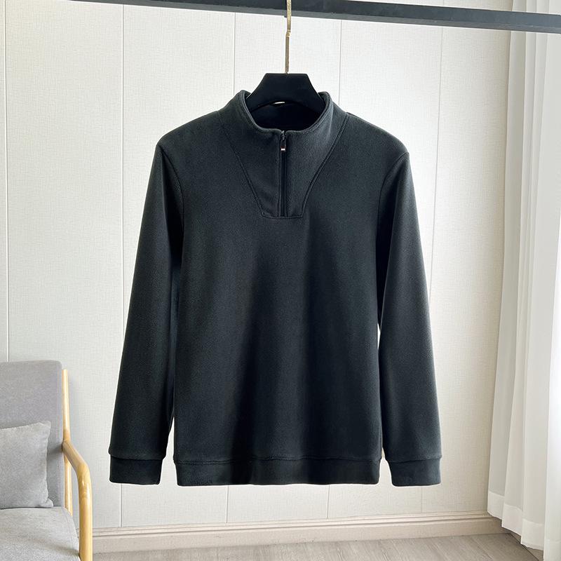 Men's Heavyweight Half-Zip Stand Collar Coral Fleece Sweatshirt - Super Warm Winter Casual Base Layer