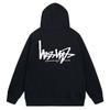 Trendy brand zipper hooded autumn and winter new letter flame pai jiu couple coat
